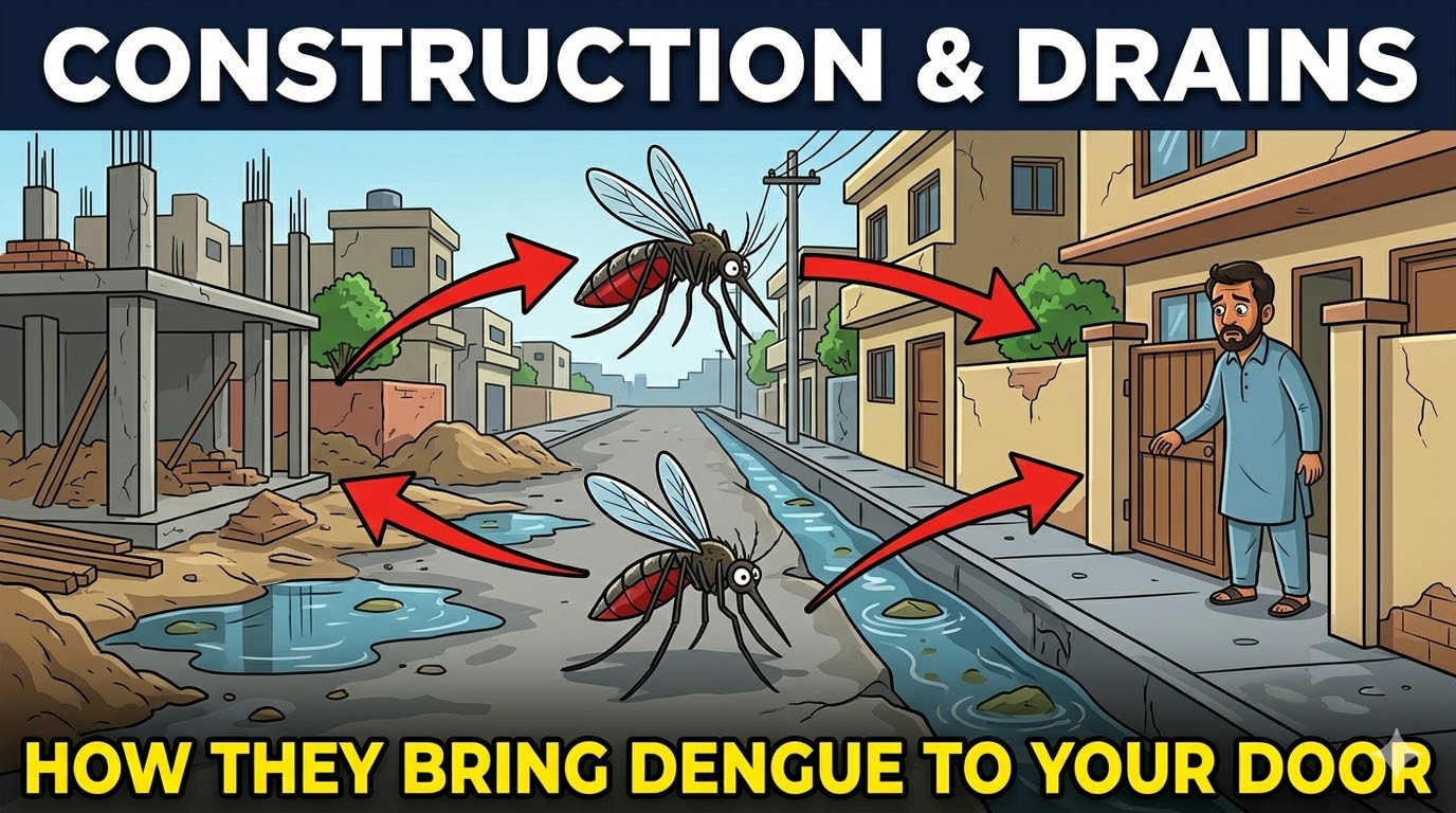 How Construction Sites and Open Drains Near Karachi Homes Increase Dengue Risk