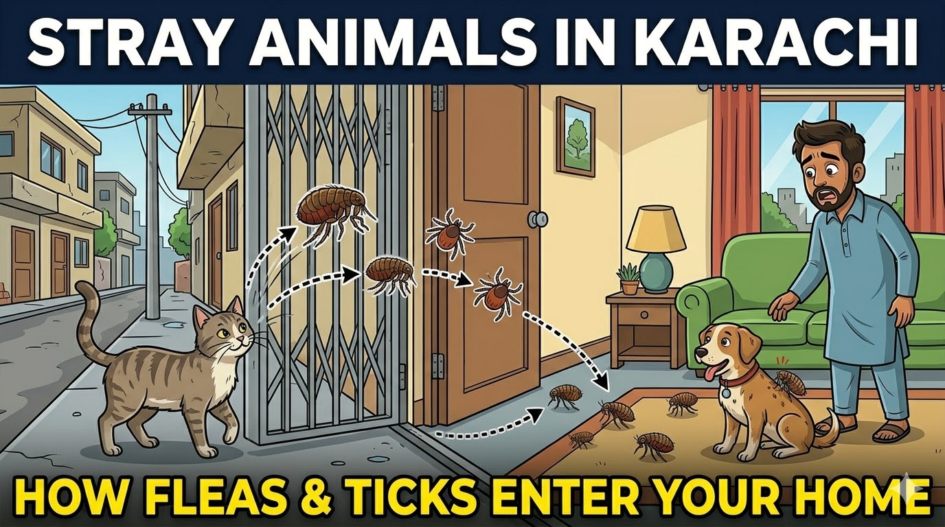 How Stray Cats and Dogs Near Karachi Homes Bring Fleas and Ticks Inside