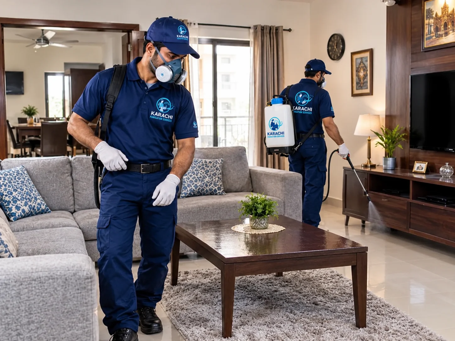 Karachi Fumigation Services technician carrying out fumigation at a home in Karachi
