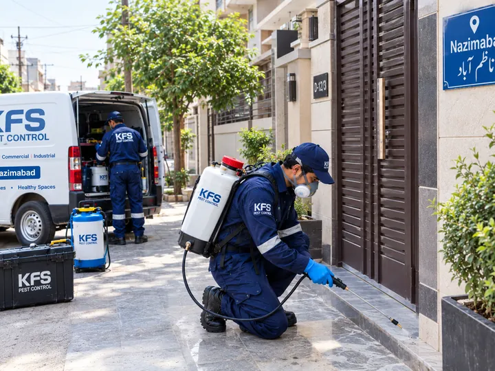 Karachi Fumigation Services technicians on a fumigation job in Nazimabad, Karachi