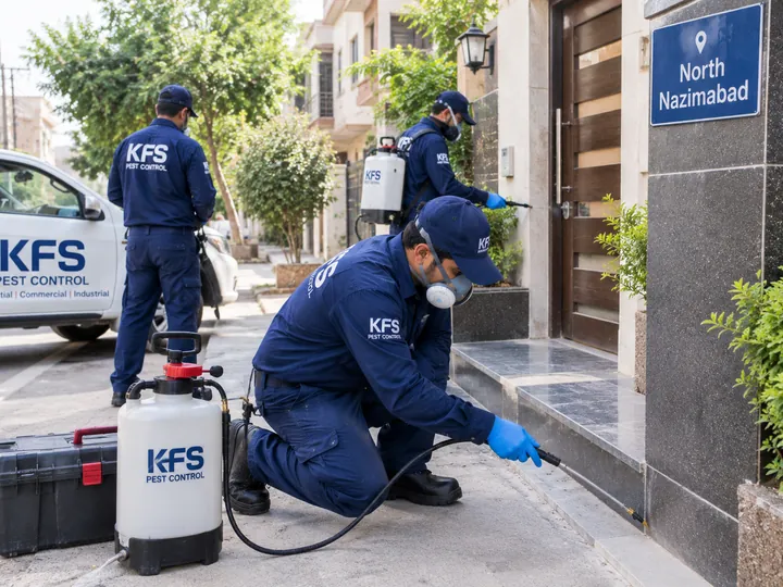 Karachi Fumigation Services technicians on a fumigation job in North Nazimabad, Karachi